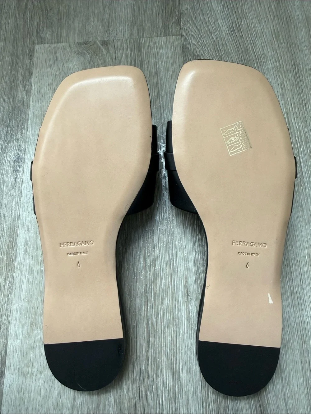 Ferragamo Black Gancini Flat Sandals | Size 6 / 36